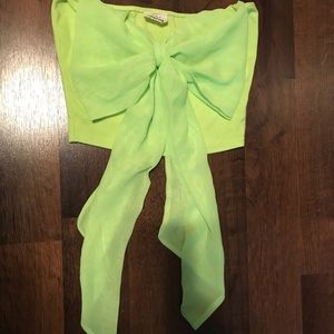 💙 3/$15 Cocolove Neon Green Bow crop top